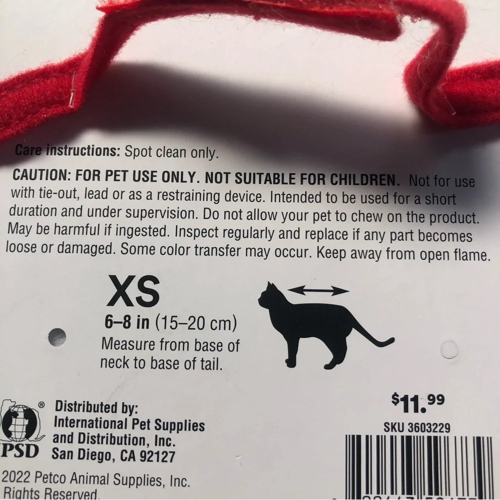 NWT kitten Mrs Claus Neck Hat Costume XS